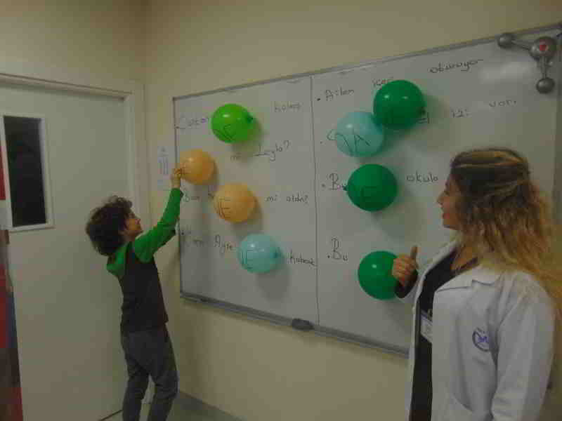 Balonları patlata patlata “-de eki ve de bağlacı”nın karıştırılmadan nasıl yazılacağını öğrendik.